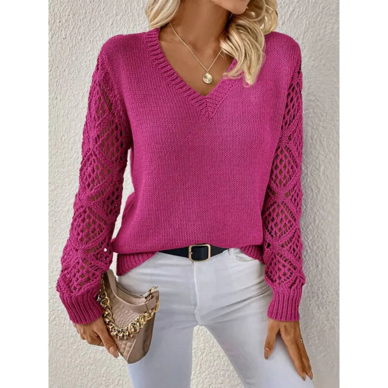 Seraphine - Women's Knitted Jumper with V-Neck - photo 6