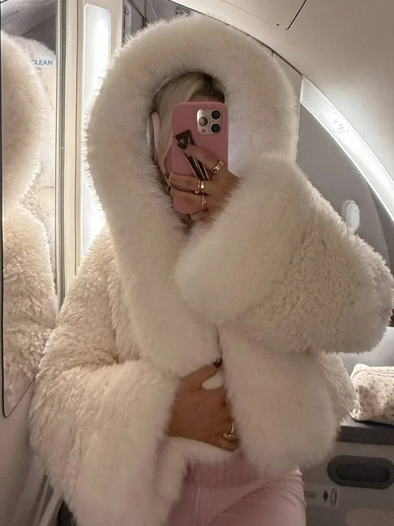 Severine - Women's Wrap Coat with Hood - photo 8
