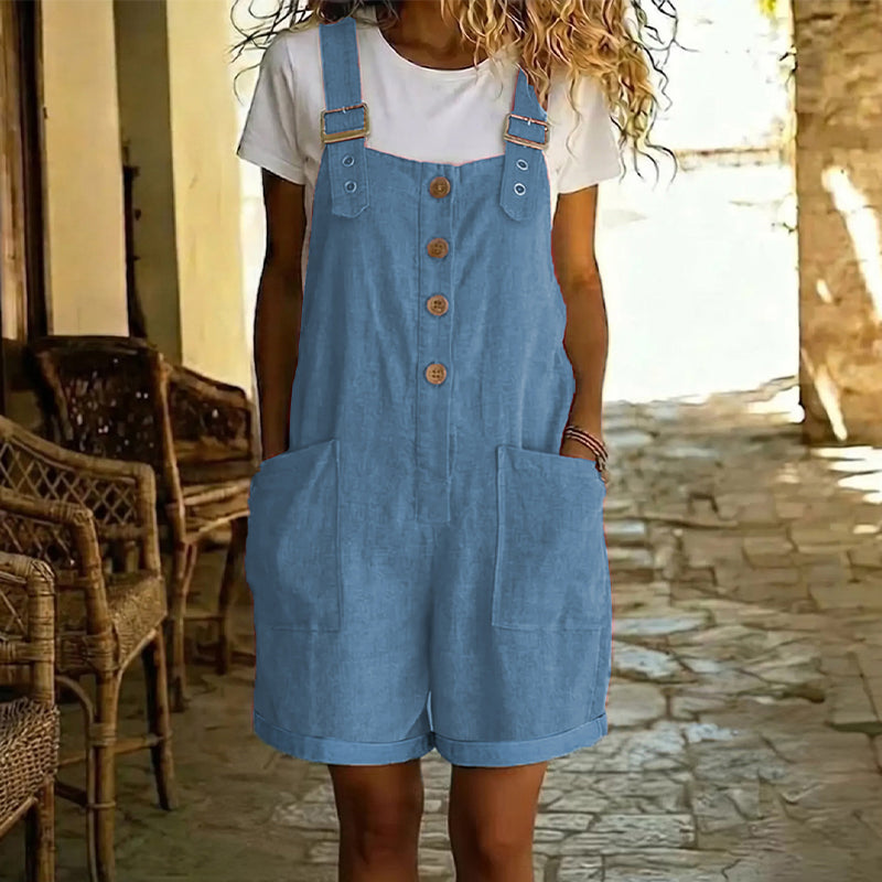 Sibyl - Women's Short Denim Overalls Vintage Style - photo 1