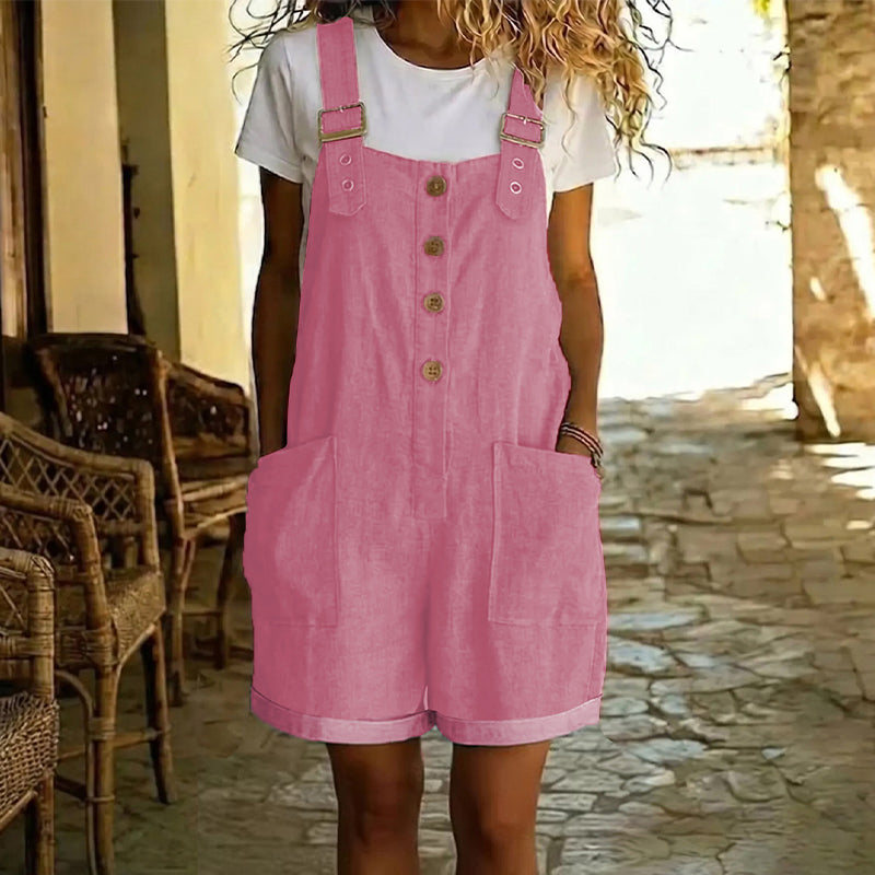 Sibyl - Women's Short Denim Overalls Vintage Style - photo 2