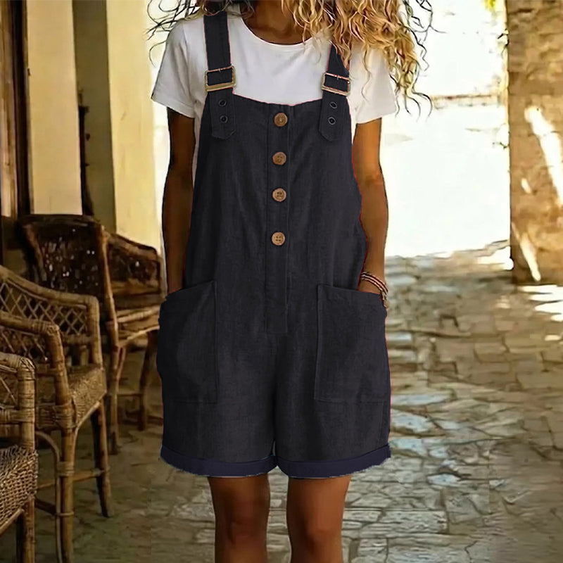 Sibyl - Women's Short Denim Overalls Vintage Style - photo 3