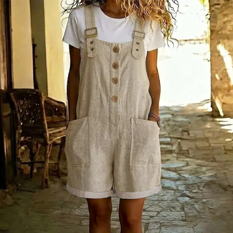 Sibyl - Women's Short Denim Overalls Vintage Style - photo 7