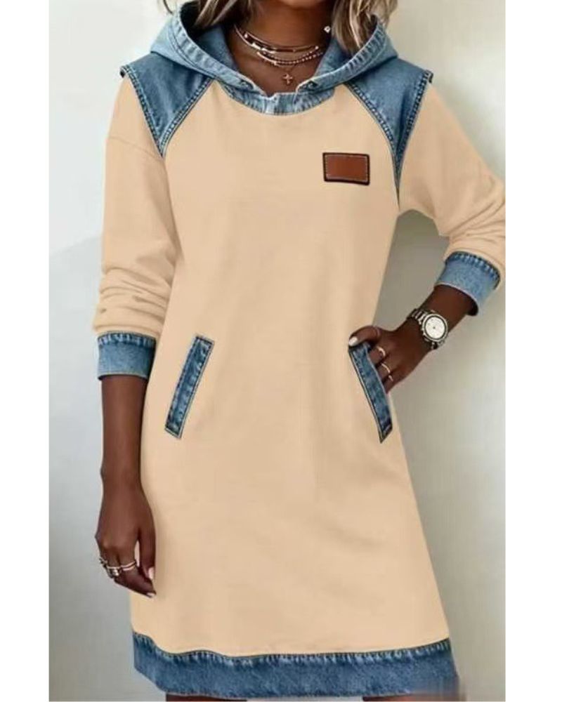 Solange - Women's Denim Dress with Hood - photo 4