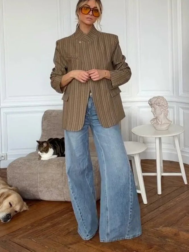 Stella - Women's Jacket with Stripe and Collar