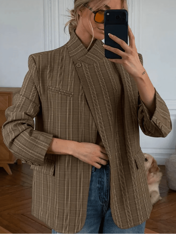 Stella - Women's Jacket with Stripe and Collar