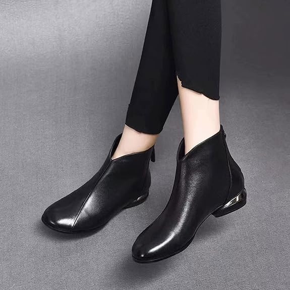 Sybilla - Women's Ankle Boots with a Flat Sole and Round Toe - photo 1