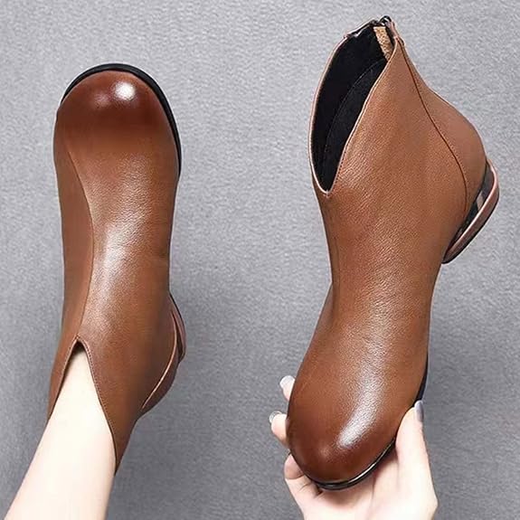 Sybilla - Women's Ankle Boots with a Flat Sole and Round Toe - photo 2