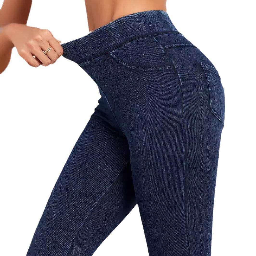 Sydney - Women's High-Waisted Skinny Leggings with Denim Finish - photo 9