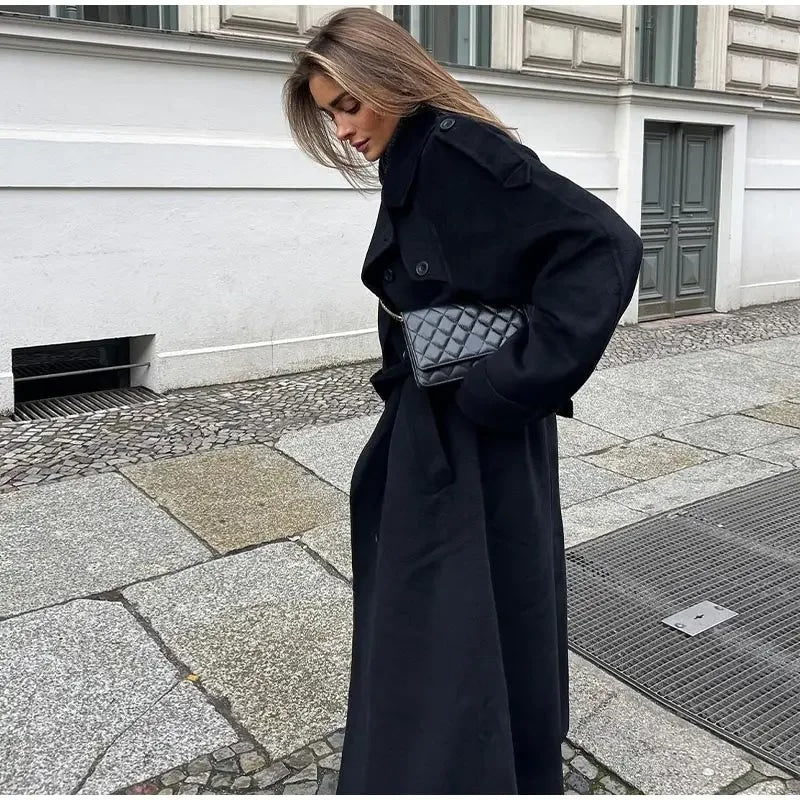 Sylvaine - Women's Relaxed Coat with Collar and Roll Neck - photo 2