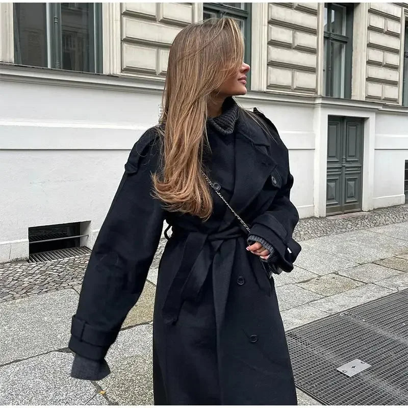 Sylvaine - Women's Relaxed Coat with Collar and Roll Neck - photo 3
