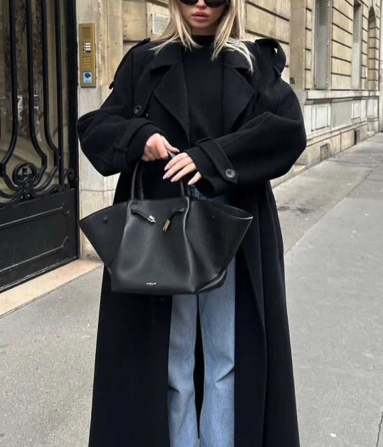 Sylvaine - Women's Relaxed Coat with Collar and Roll Neck - photo 7