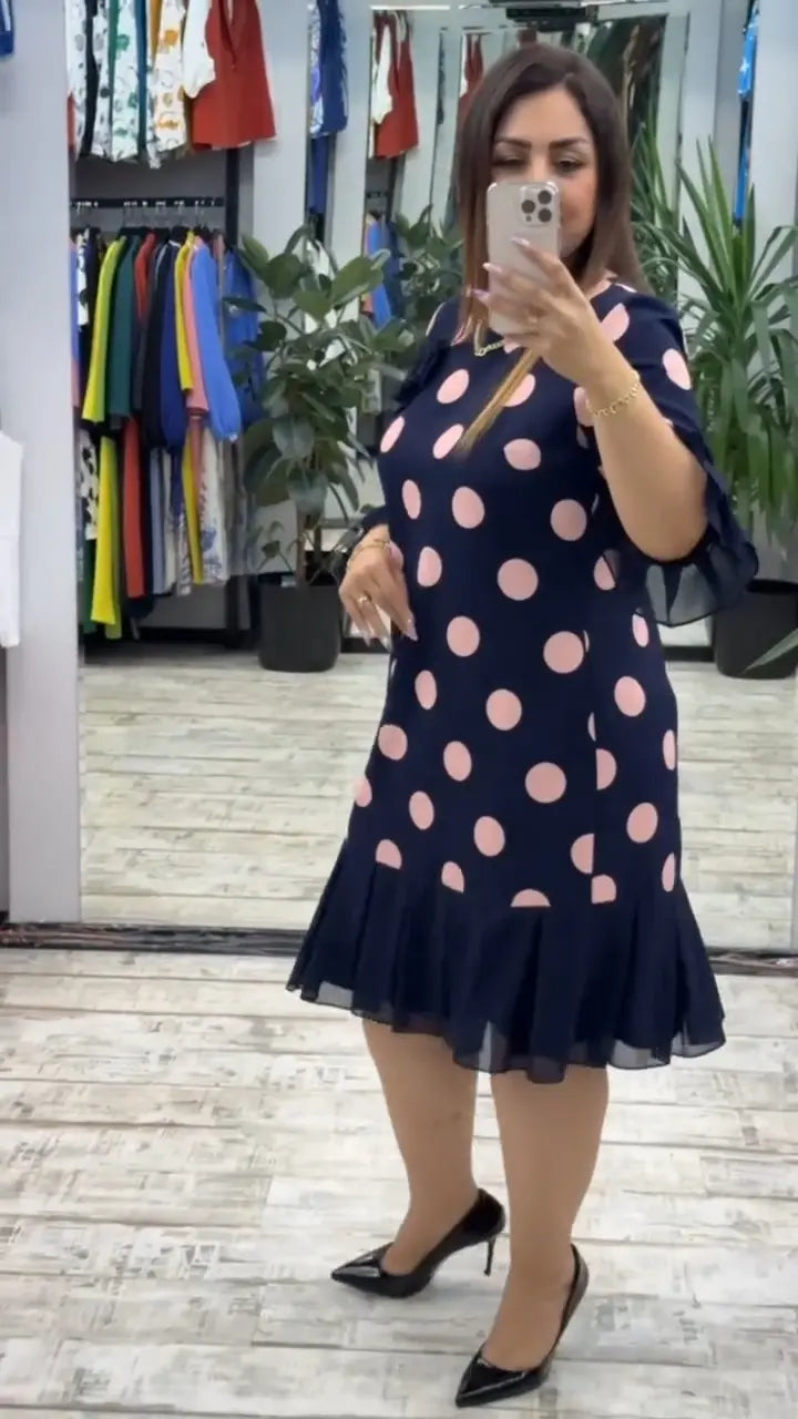 Sylvie - Women's Pleated Polka Dot Midi Dress - photo 4