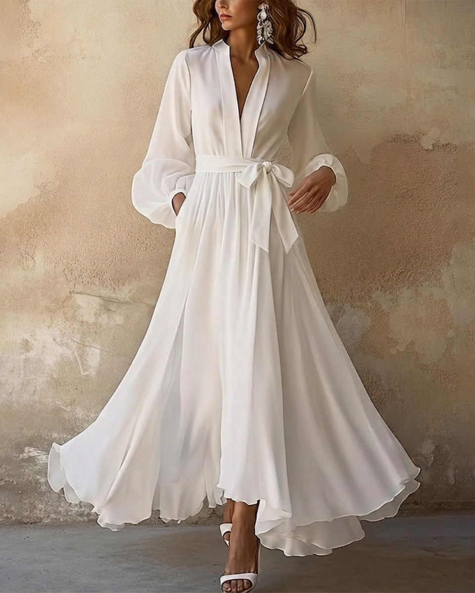 Dawn - Women's Pleated Maxi Dress for Occasions