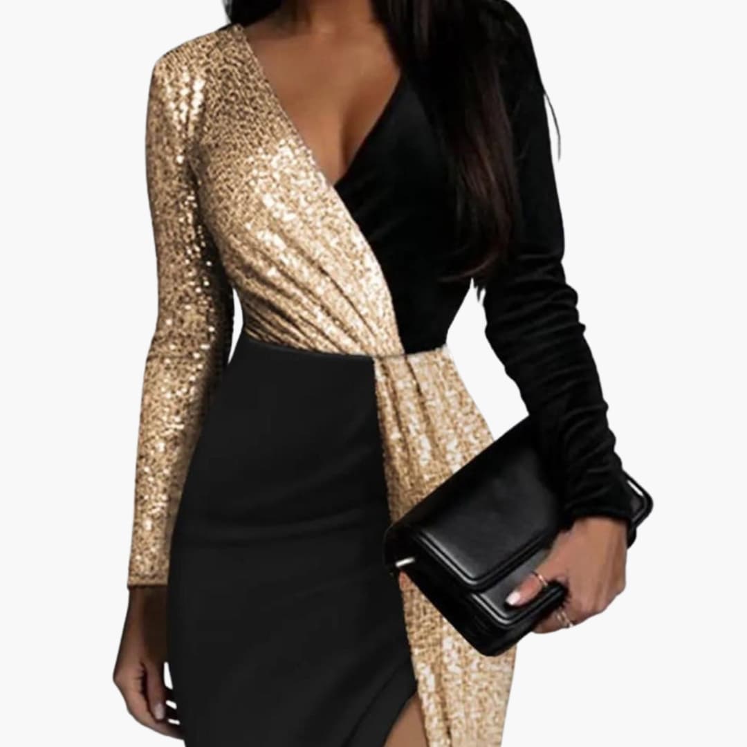 Tacita - Women's Fitted Midi Dress with Sequins - photo 2