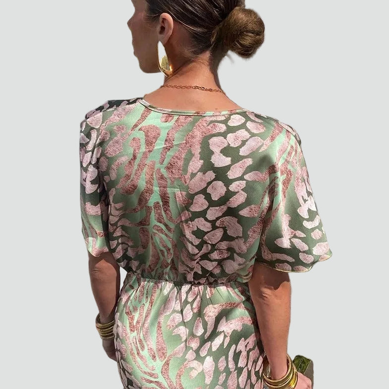 Tara - Rochie maxi cocktail pentru femei, cu decolteu în V și material lejer