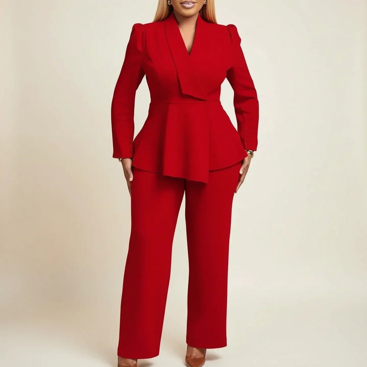 Debra - Women's Wide Tailored Two-Piece Set for the Office