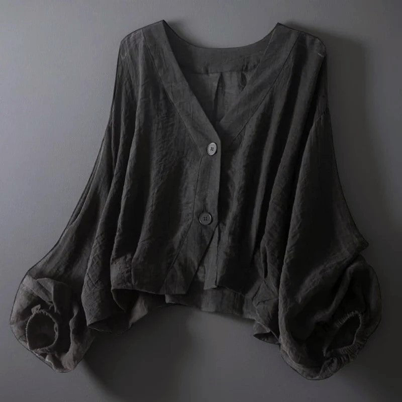 Tiphaine - Women's Relaxed Blouse with Tiers and Button Front - photo 2