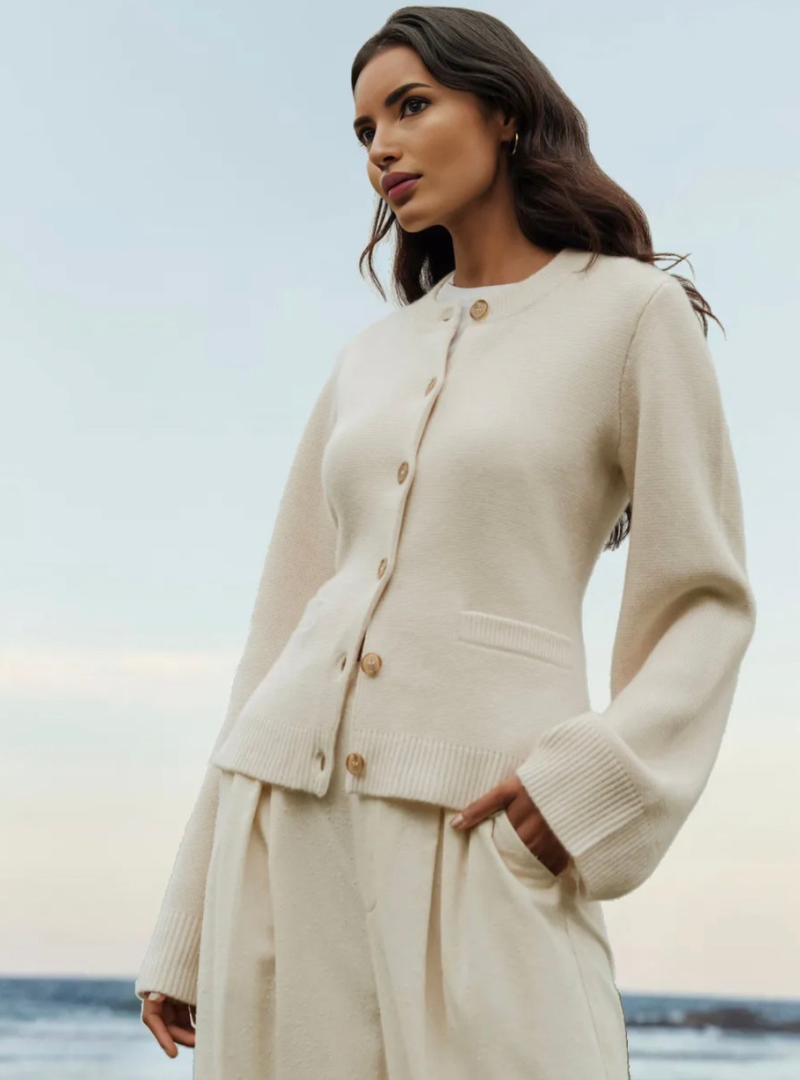 Tracey - Women's Relaxed Cardigan with Balloon Sleeves - photo 1
