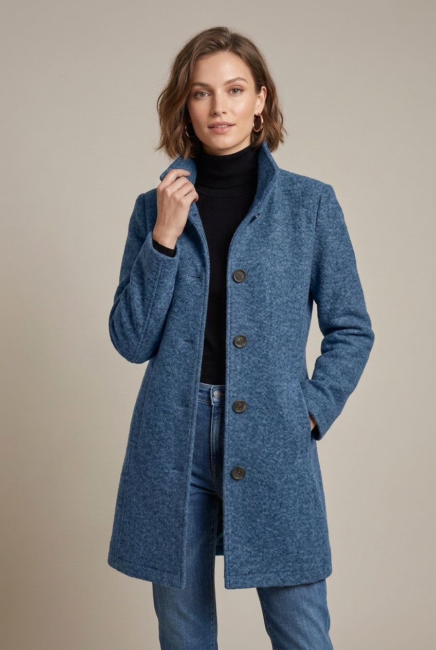 Tracy - Women's Coat with Button Front and Collar - photo 4