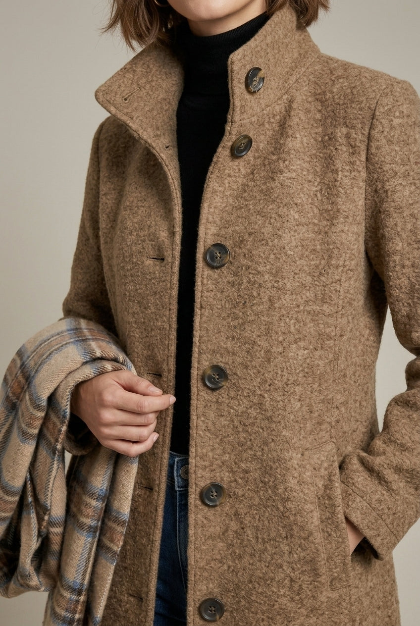 Tracy - Women's Coat with Button Front and Collar - photo 5
