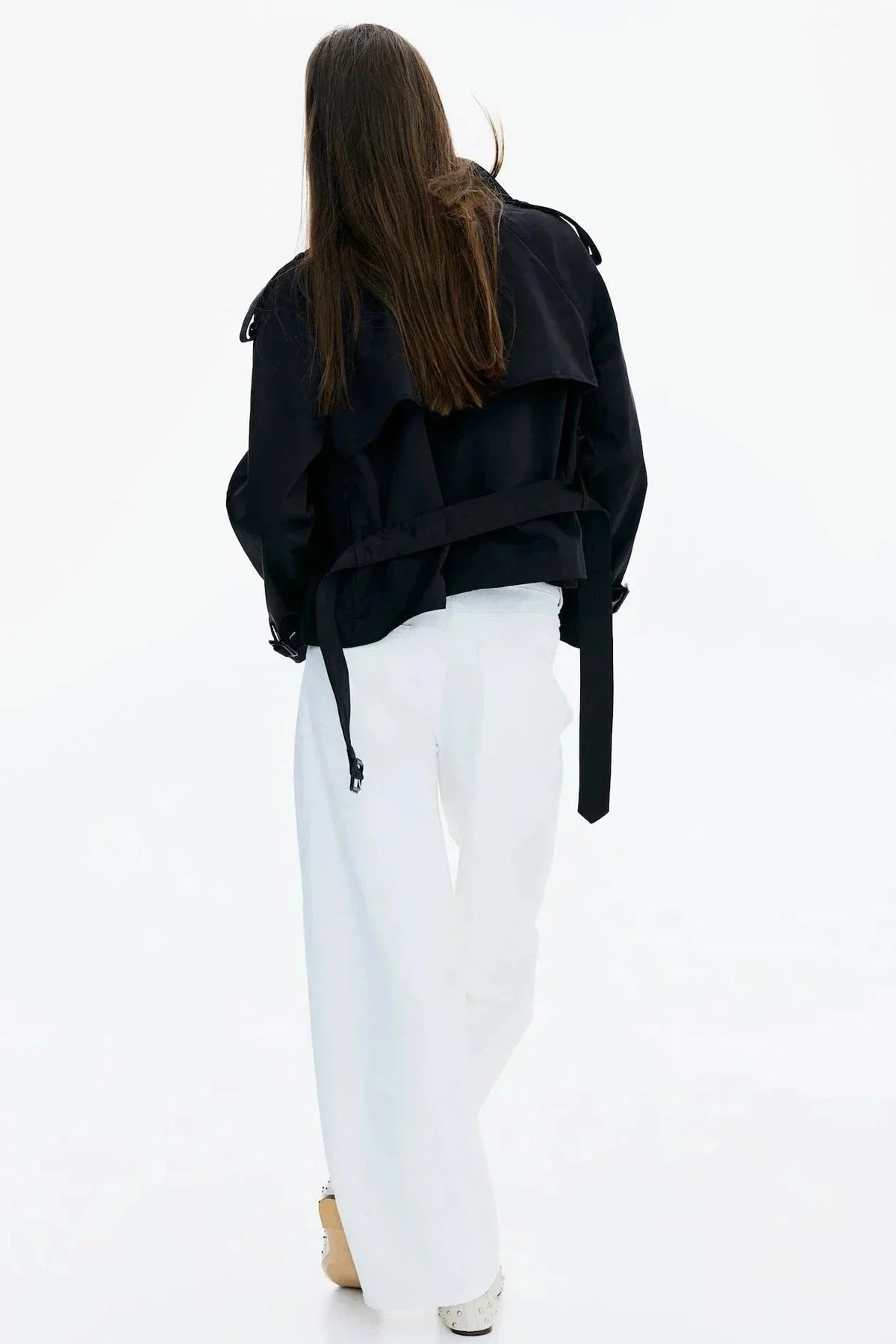 Gemma - Women's trench coat with high collar and tied belt - photo 11