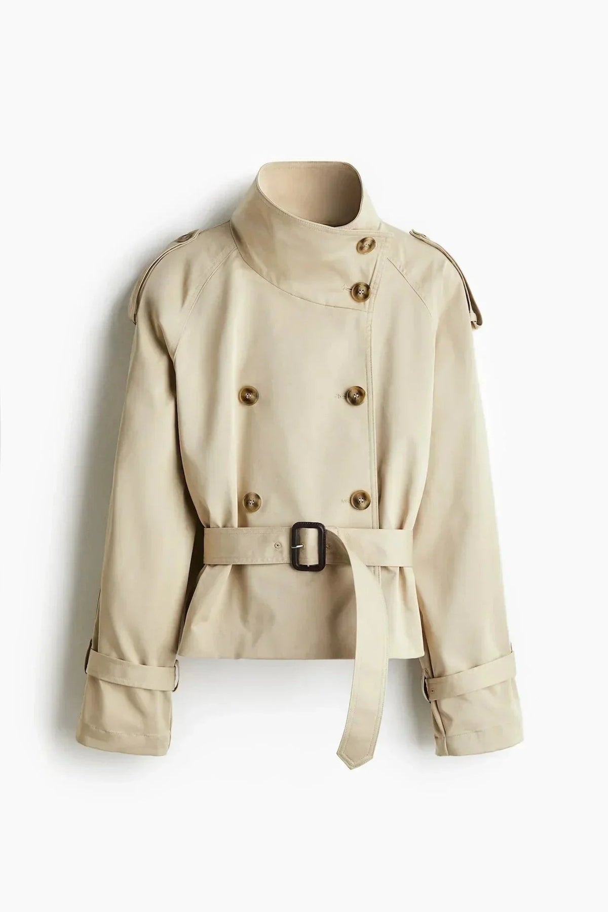 Gemma - Women's trench coat with high collar and tied belt - photo 8
