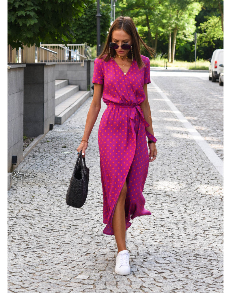 Denise - Women's Wrap Dress with Short Sleeves