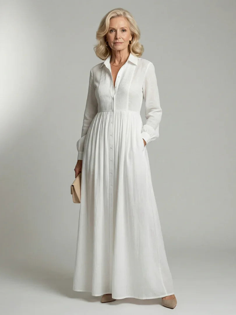 Ulyssa - Women's Flowing Maxi Dress with Long Sleeves - photo 1