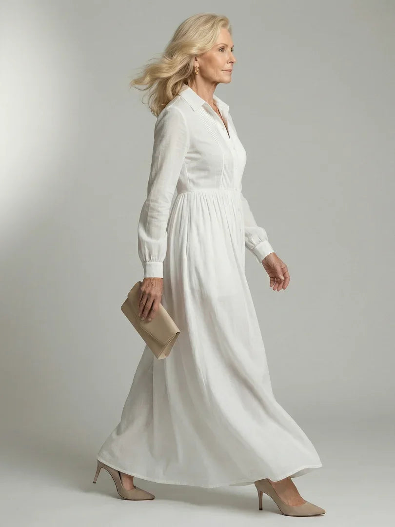 Ulyssa - Women's Flowing Maxi Dress with Long Sleeves - photo 2