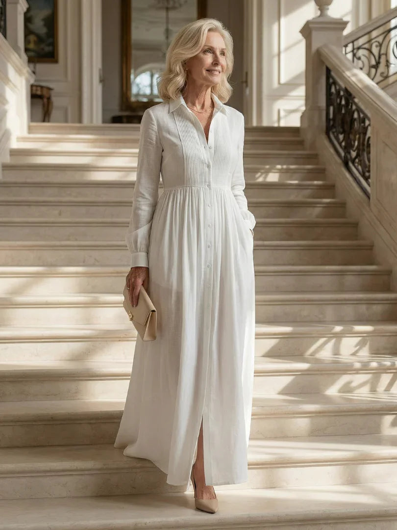 Ulyssa - Women's Flowing Maxi Dress with Long Sleeves - photo 5