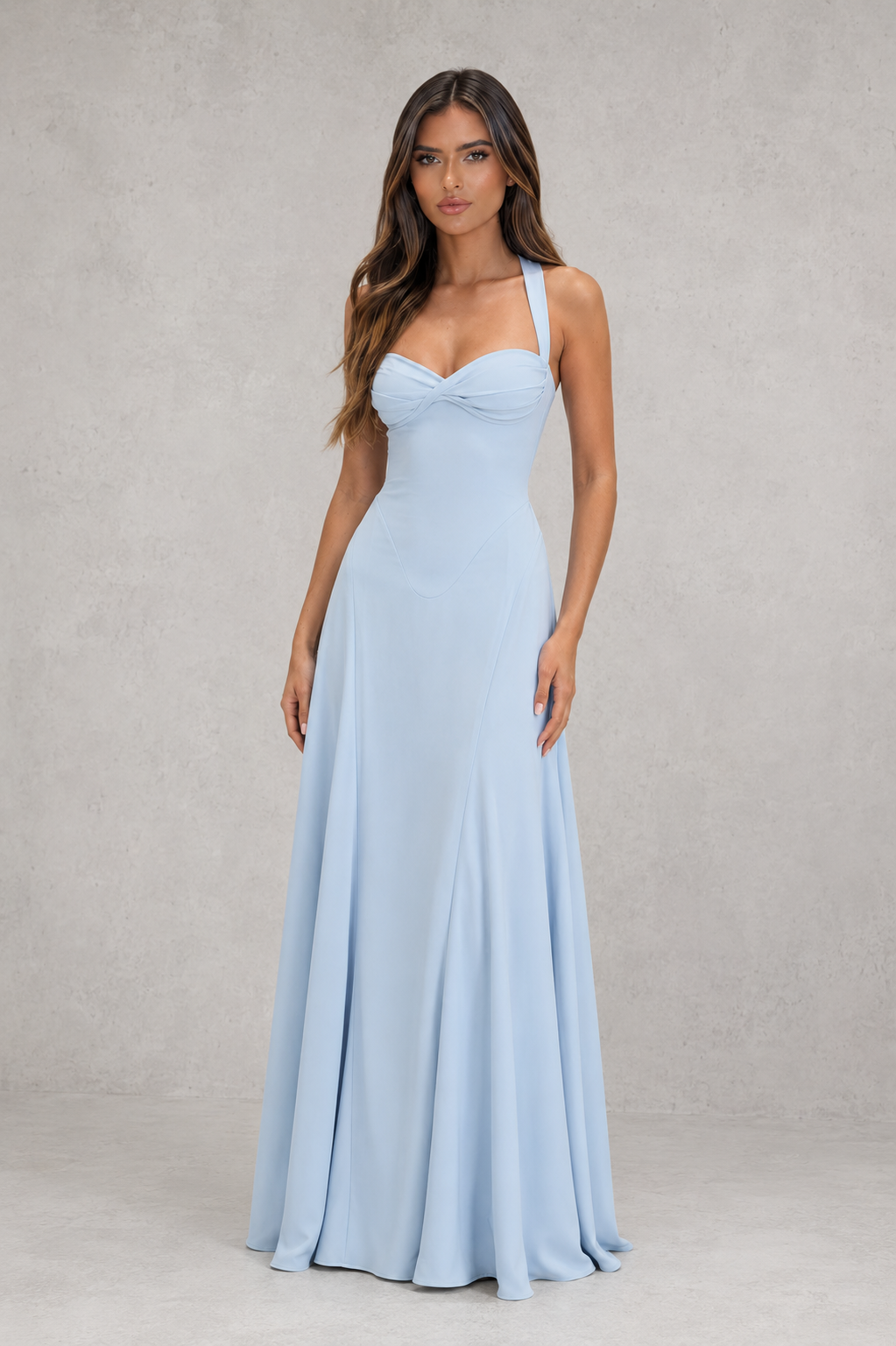 Vada - Women's Chiffon Maxi Dress with Lace-Up Back - photo 1