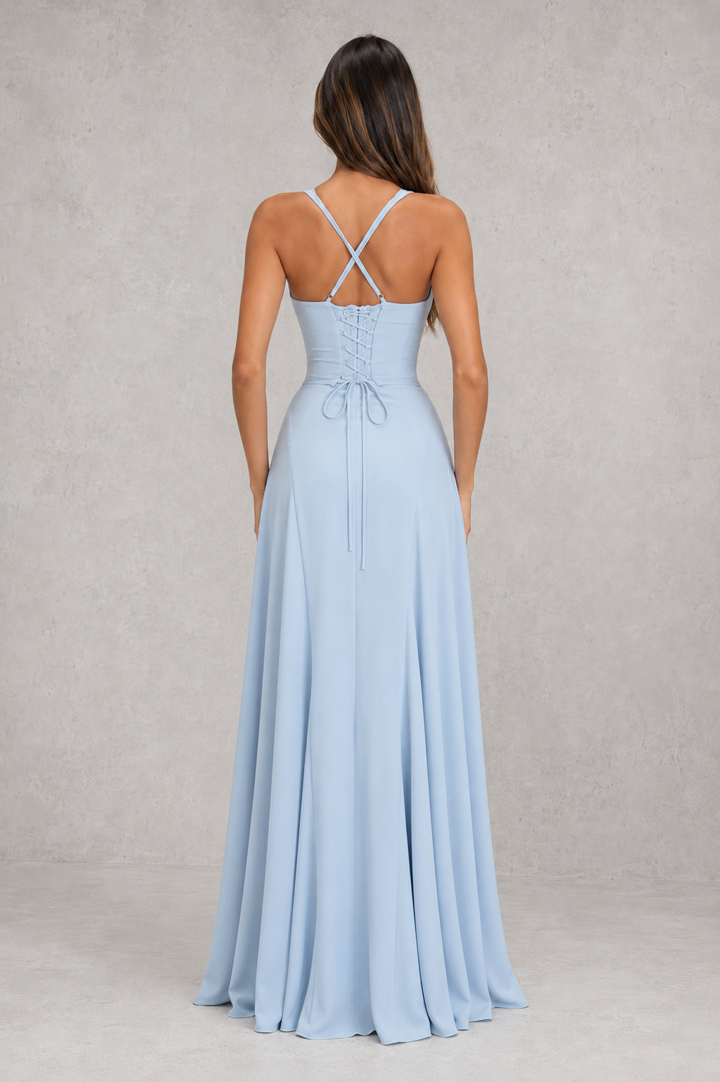 Vada - Women's Chiffon Maxi Dress with Lace-Up Back - photo 3
