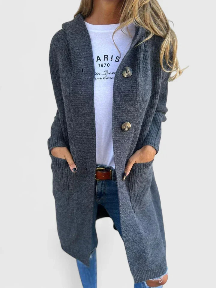 Val - Women's Ribbed Cardigan with Button Front and Collar - photo 2