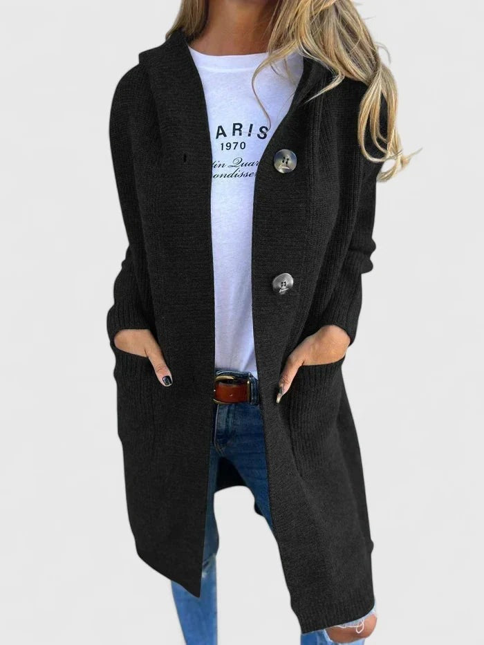 Val - Women's Ribbed Cardigan with Button Front and Collar - photo 3