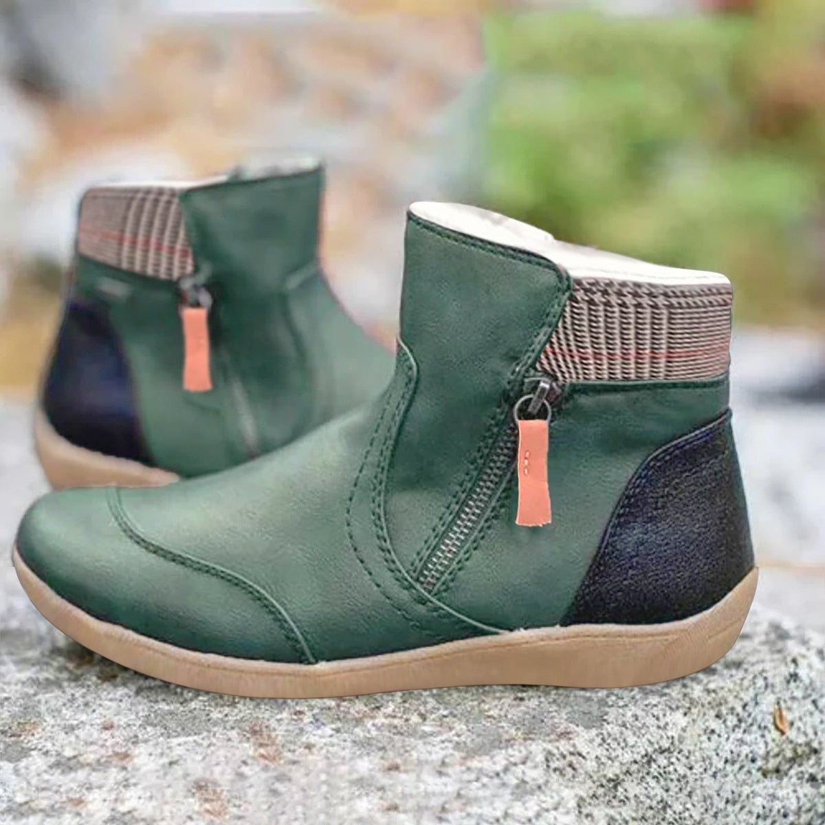 Valentine - Women's Ankle Boots with Ribbed Cuff and Side Zip - photo 1