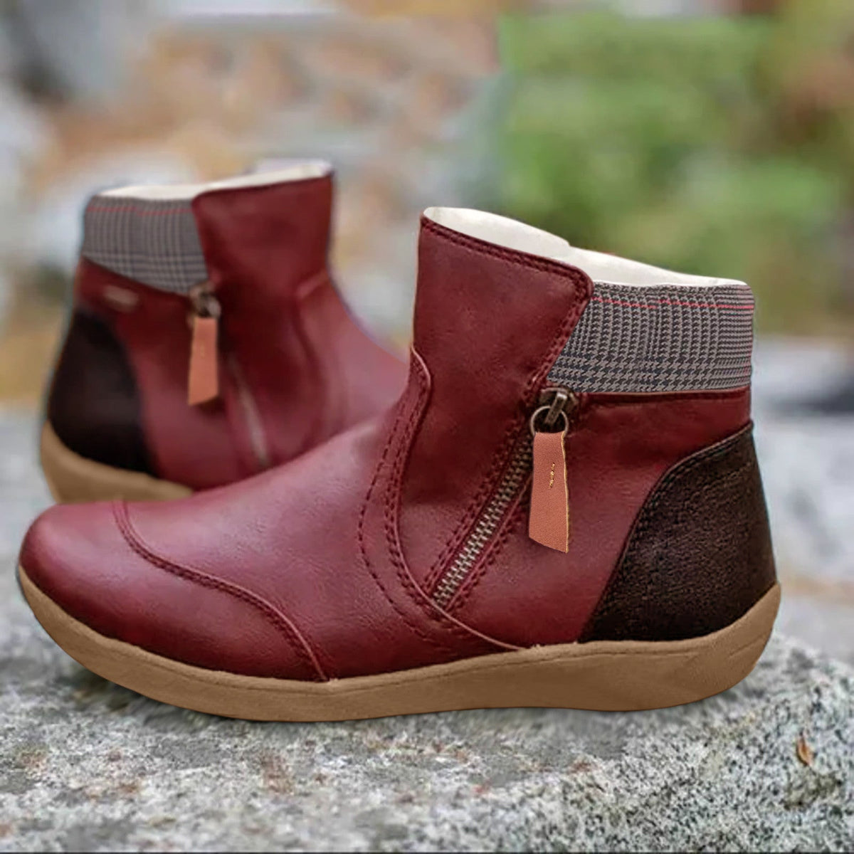 Valentine - Women's Ankle Boots with Ribbed Cuff and Side Zip - photo 5