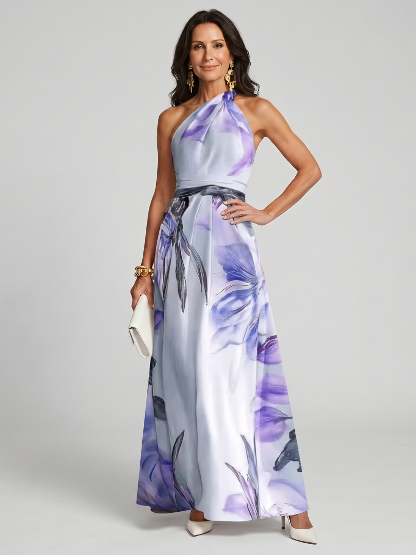 Valentine - Women's Maxi Dress with Floral Print and Tie Belt - photo 2