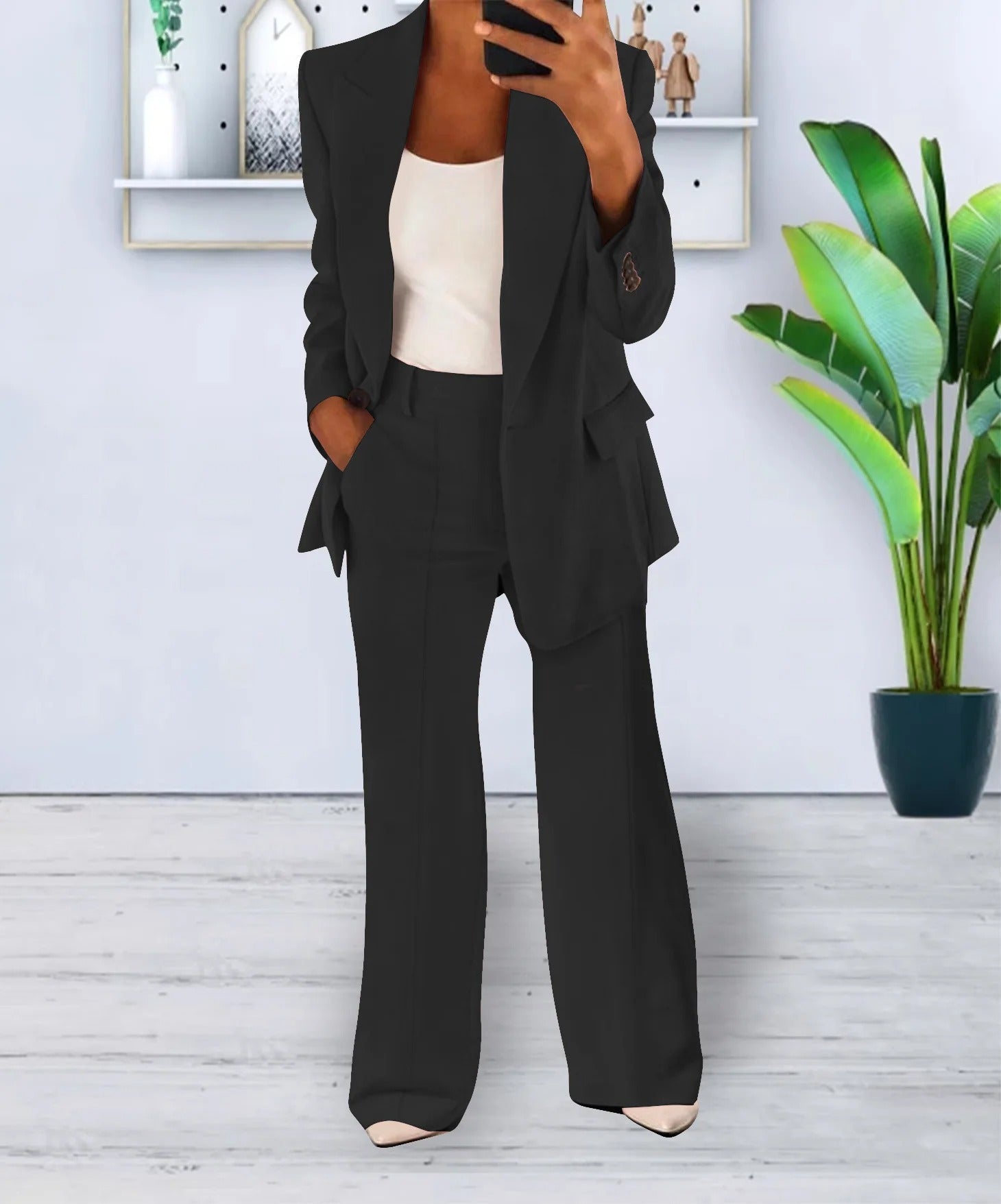 Women's Tailored Blazer and Wide Leg Trouser Set