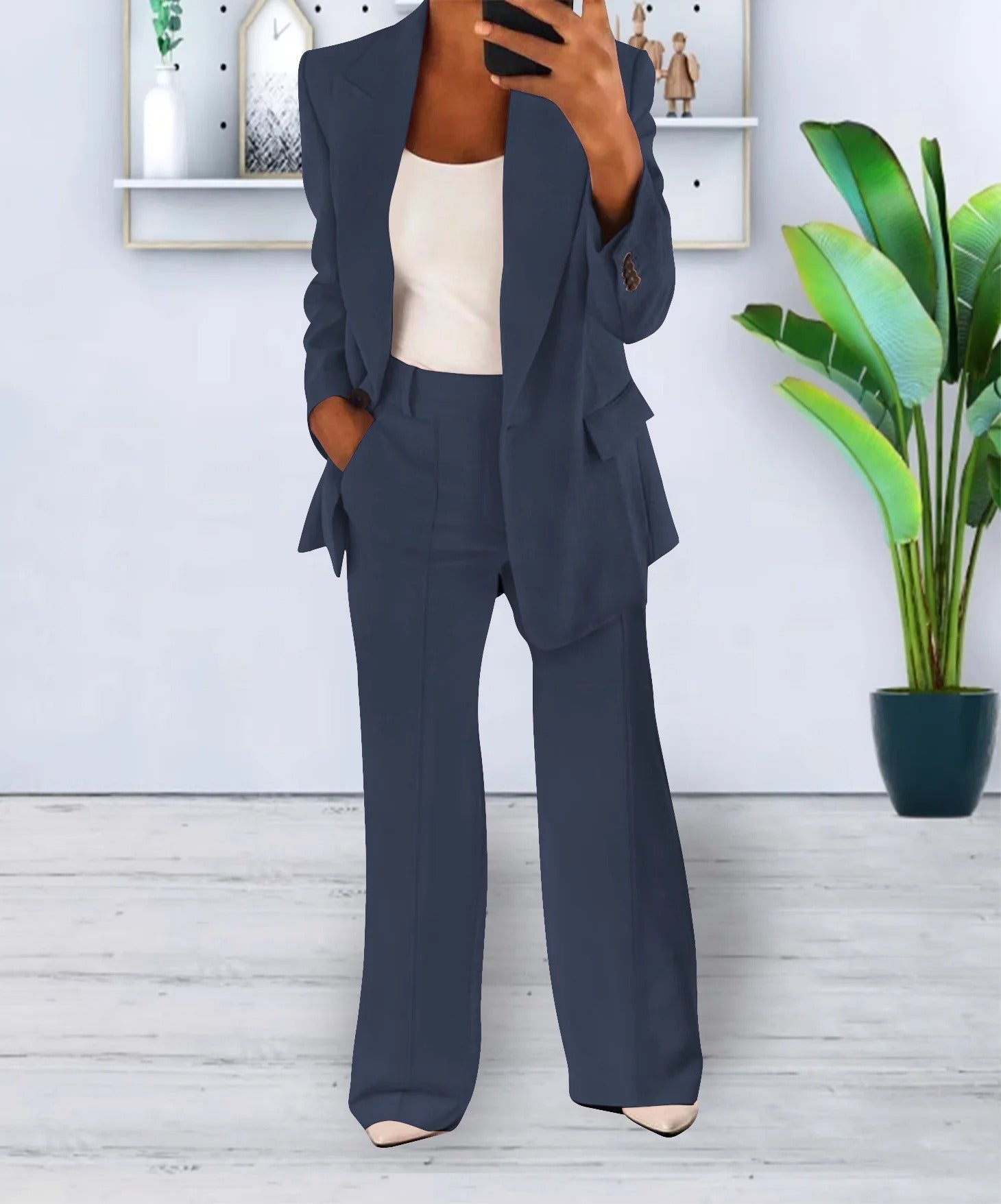 Women's Tailored Blazer and Wide Leg Trouser Set