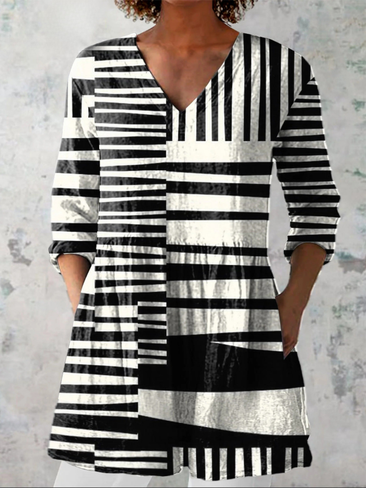 Venetia - Women's Flowing Blouse with V-Neck - photo 1