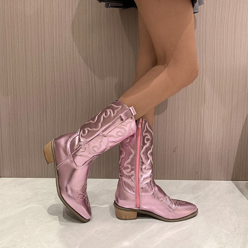 Verity - Women's Western Boots with a Metallic Finish - photo 3