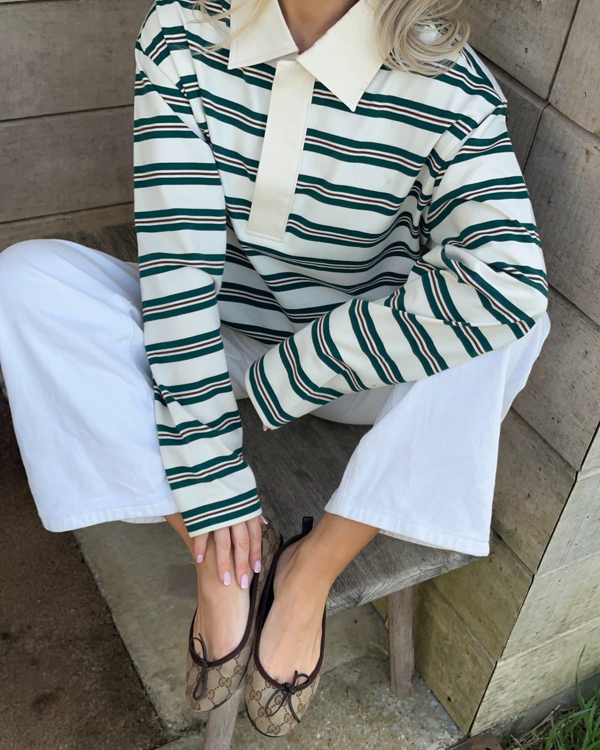 Verna - Women's Striped Long Sleeve Polo Top - photo 6