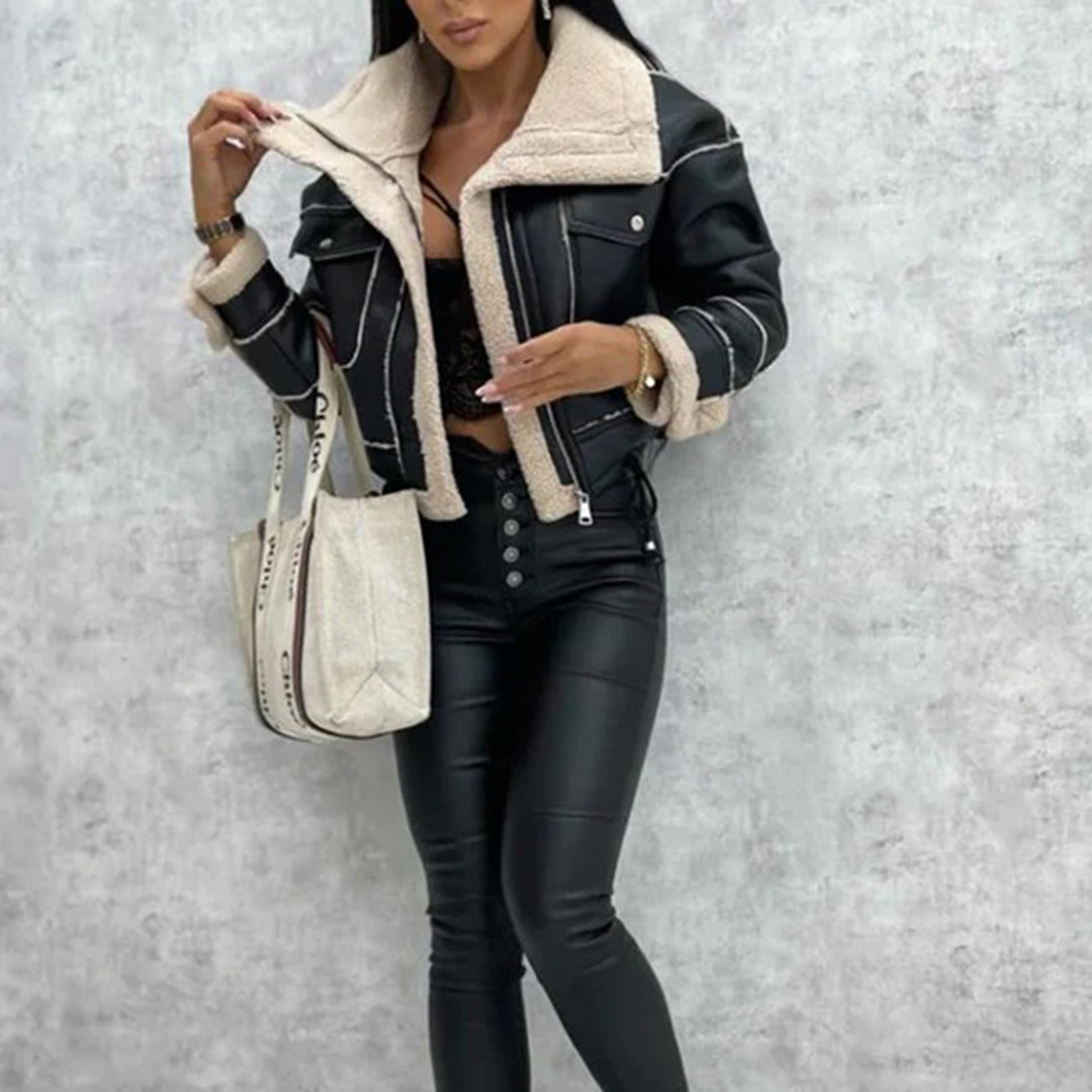 Veronica - Women's Aviator Jacket with Faux Shearling Lining - photo 2