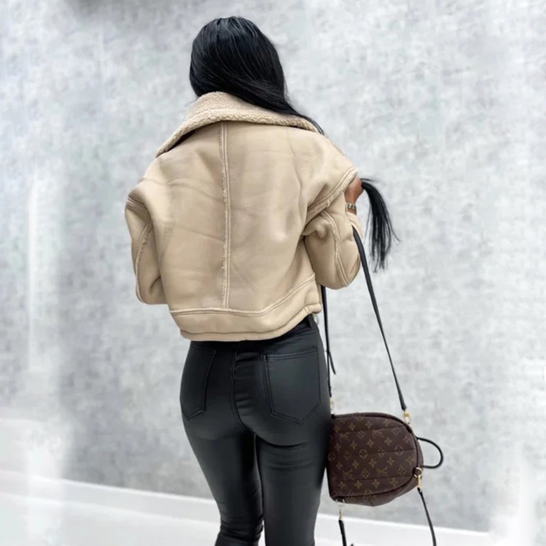 Veronica - Women's Aviator Jacket with Faux Shearling Lining - photo 4