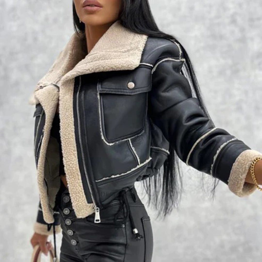 Veronica - Women's Aviator Jacket with Faux Shearling Lining - photo 6