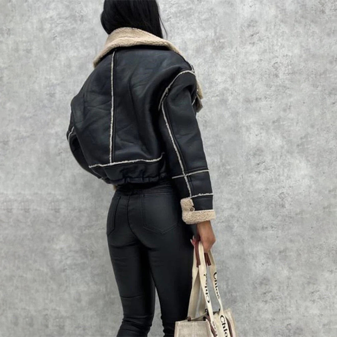 Veronica - Women's Aviator Jacket with Faux Shearling Lining - photo 8