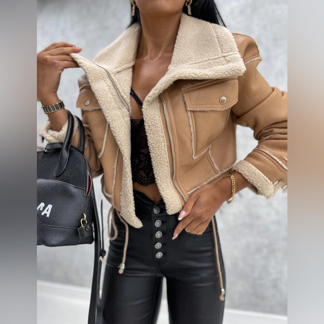 Veronica - Women's Aviator Jacket with Faux Shearling Lining - photo 9
