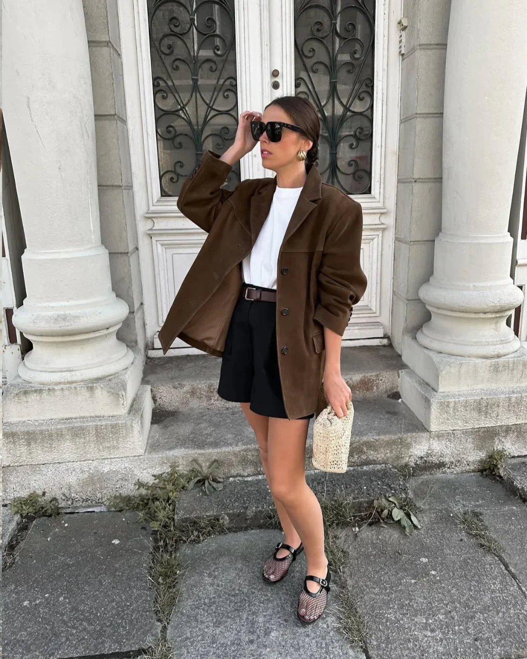 Emma - Women's brown suede blazer jacket with pockets - photo 5
