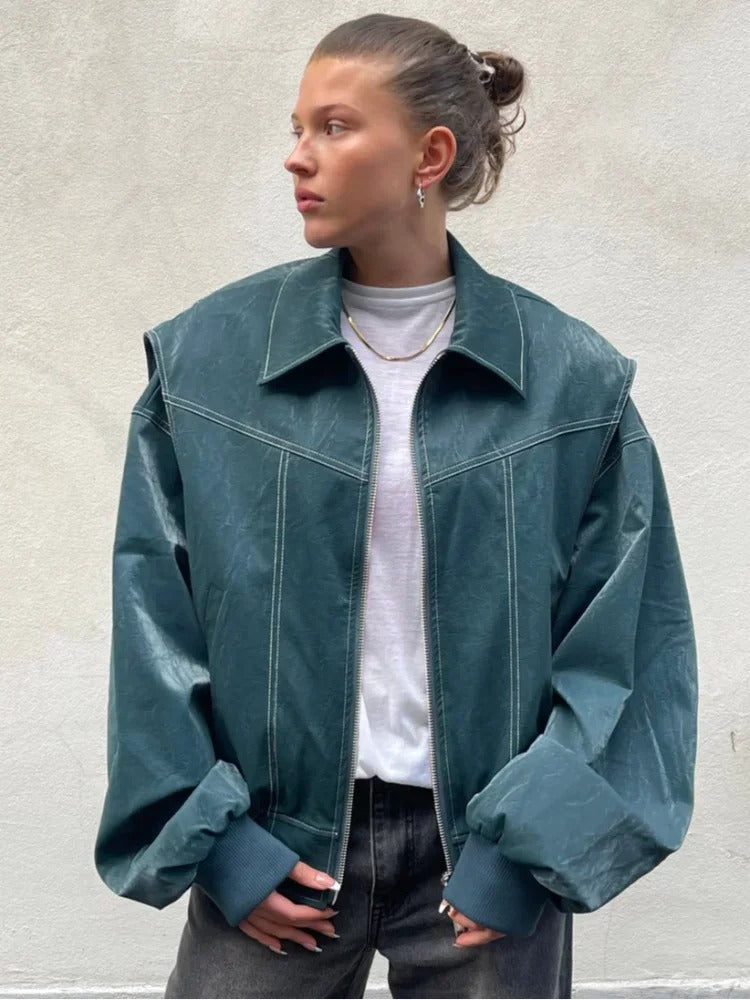 Donatella - Women's Bomber Blazer with Zip Front