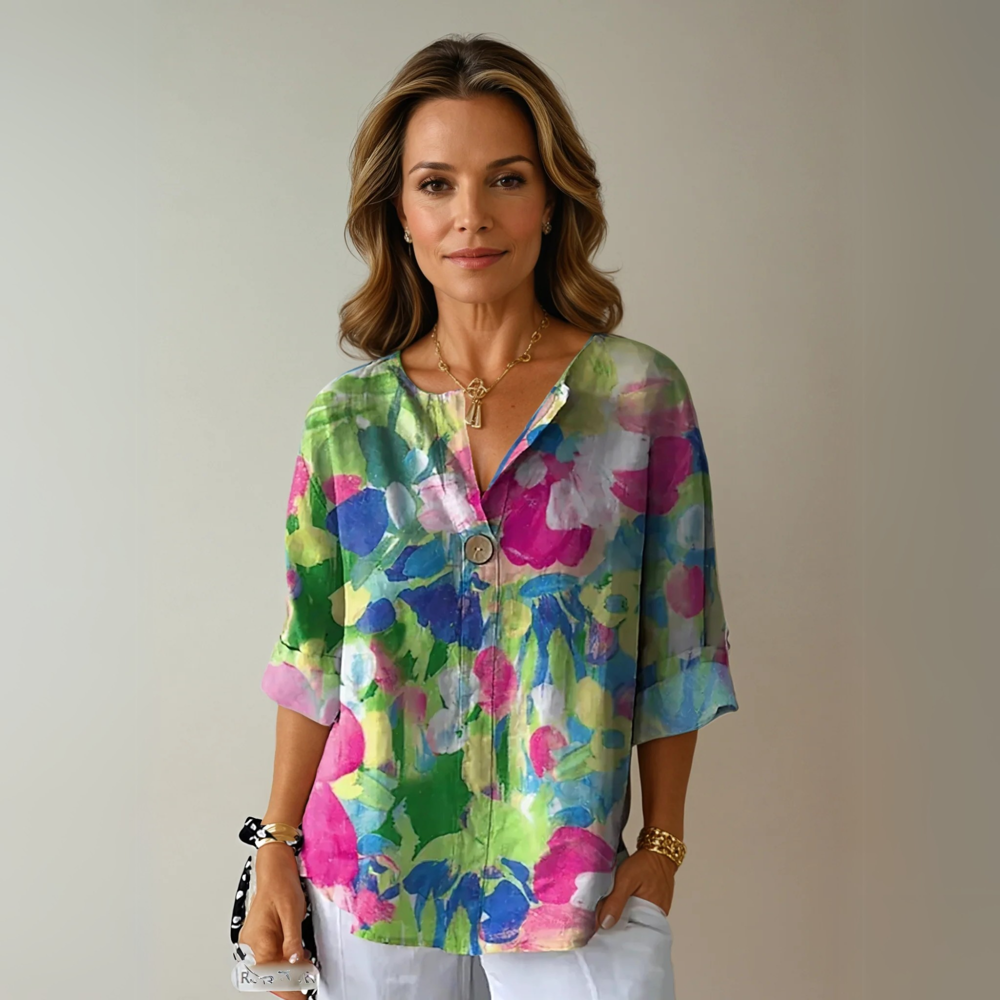 Women's Floral V-Neck Summer Blouse for Warm Days - photo 4